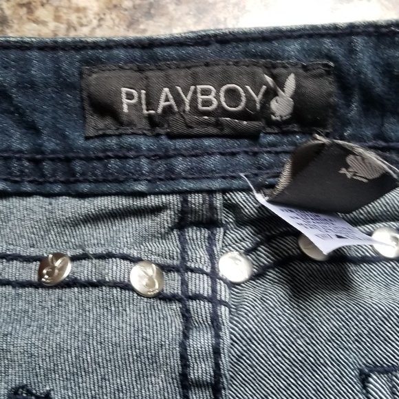 Playboy Distressed Side Rivet  Skinny Jeans  Size 7/8 - Picture 5 of 13